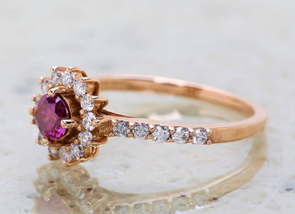 Vintage Pink Diamond Engagement Ring ! Natural Round Cut Diamond ! Natural Diamond For Anniversary Ring ! Diamond Ring