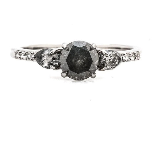 Vintage salt and pepper diamond engagement ring |Art deco rose gold promise ring| Antique prong set anniversary ring ! Gift For Her