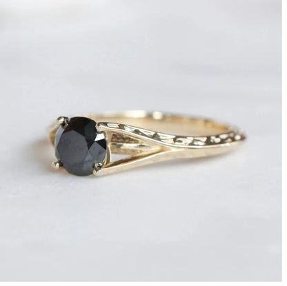 Engagement Ring ! Fancy Black Color Round Diamond Wedding Ring ! Anniversary Gift ! Gift for Her ! Gorgeous 14k White Yellow Rose Gold Ring
