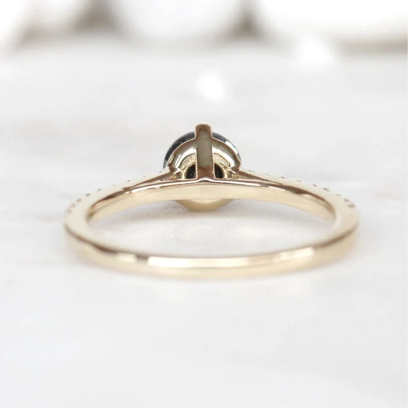 Engagement Ring ! Fancy Black Color Round Diamond Wedding Ring ! Anniversary Gift ! Gift for Her ! 14k White Yellow Rose Gold Ring