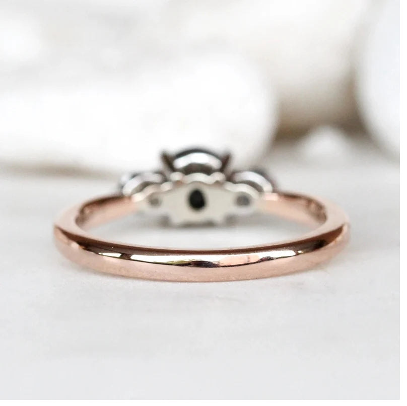 Diamond Ring ! Fancy Black Color Round Diamond Engagement Ring ! Anniversary Gift ! Gift for Her ! 14k White Yellow Rose Gold Ring