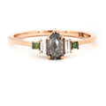 Salt and Pepper Diamond engagement ring vintage wedding ring solitaire ring unique rose gold Shield diamond Wedding anniversary ring