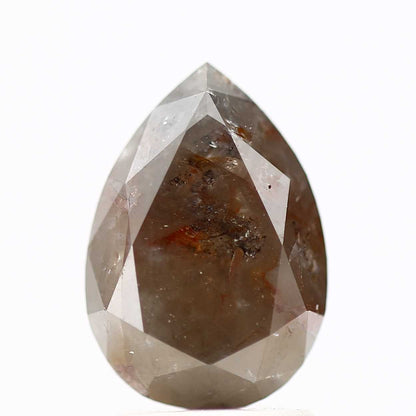 Salt and Pepper Diamond Fancy Brown Color 2.52 CT 10.10 x 7.12 x 5.22 MM Pear Cut Diamond! Natural Loose Diamond ! Christmas Gift for Her