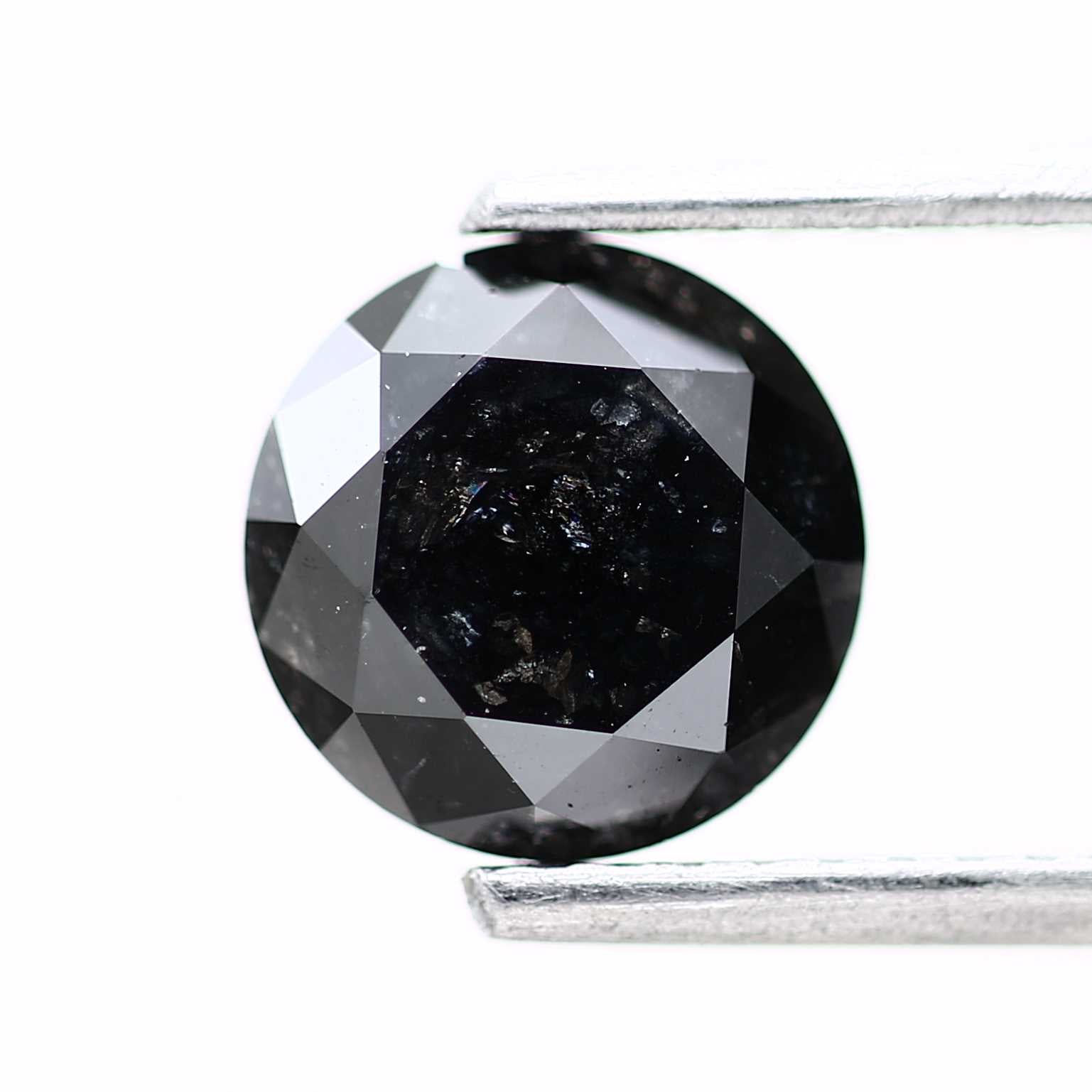 1.57 Carat Fancy Black Round Shape Brilliant Cut Natural Loose Diamond