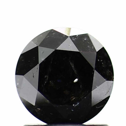 1.02 Carat Fancy Black Round Brilliant Cut Natural Loose Diamond