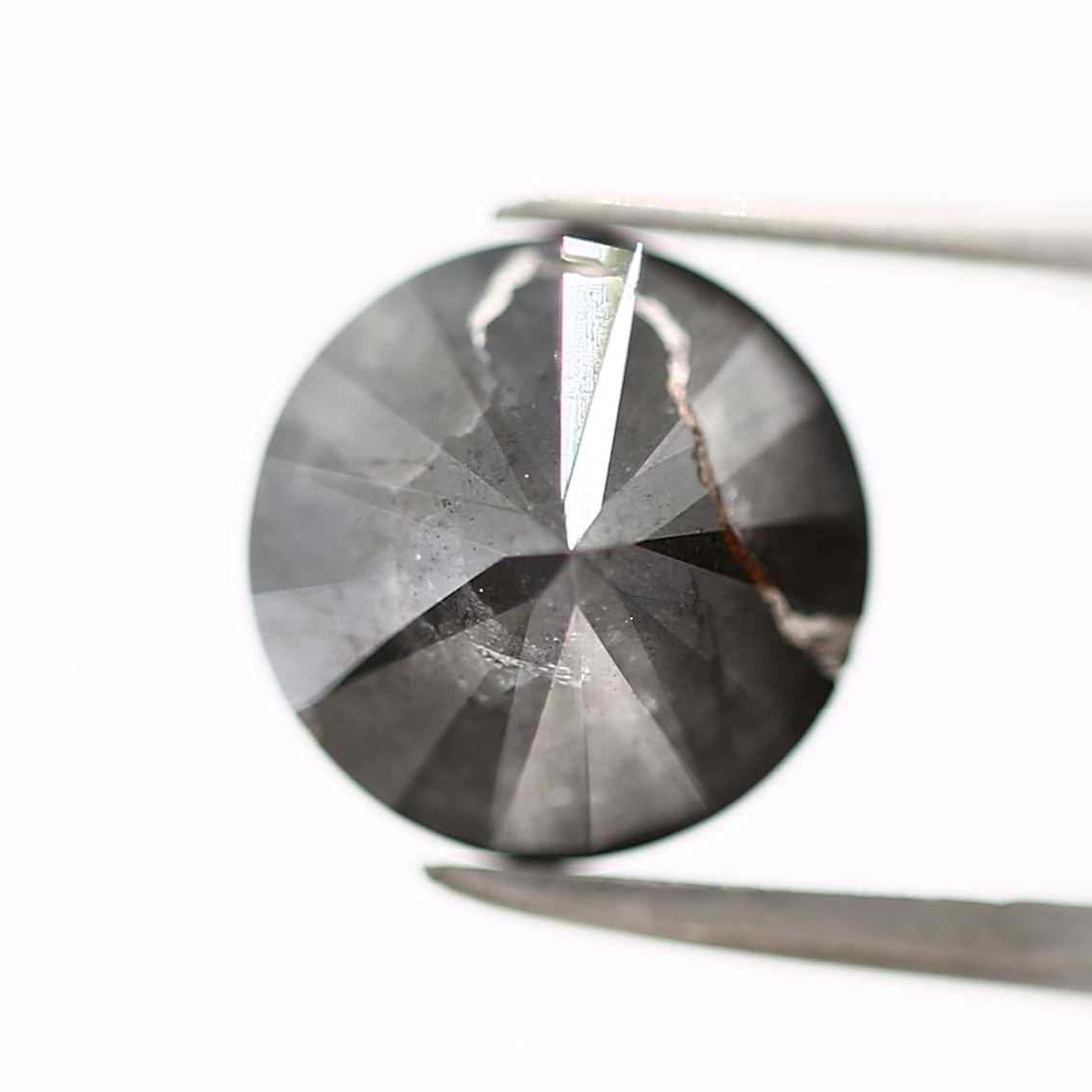 3.72 Carat Salt and Pepper Round Brilliant Cut Natural Loose Diamond