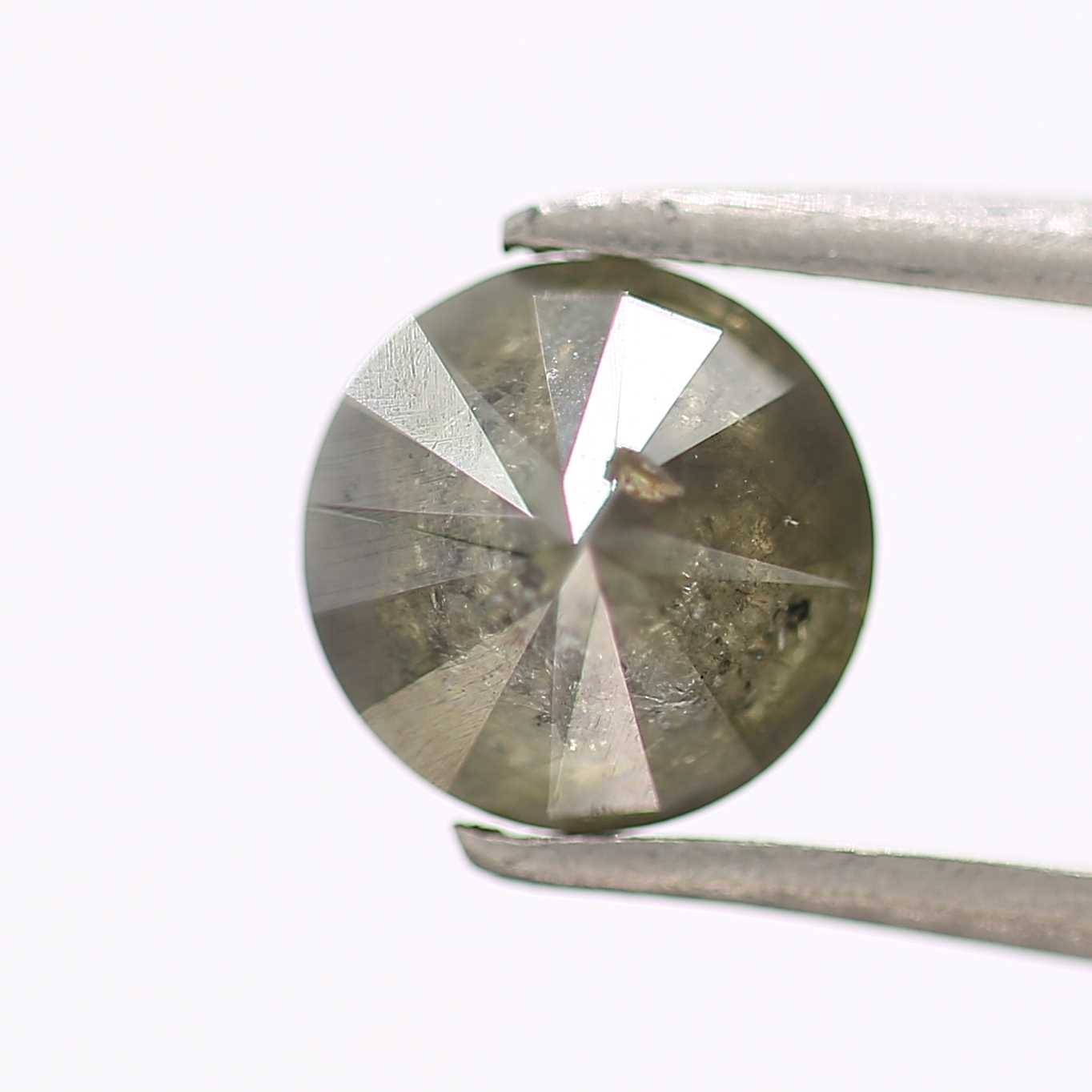 1.34 Carat Salt and Pepper Gray Round Brilliant Cut Natural Loose Diamond