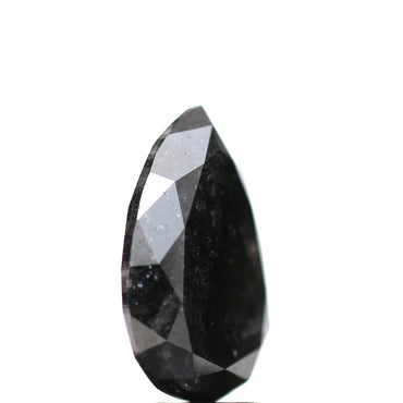 4.44 ct Salt And Pepper Pear Full Cut Diamond Black Color 13.40 mm