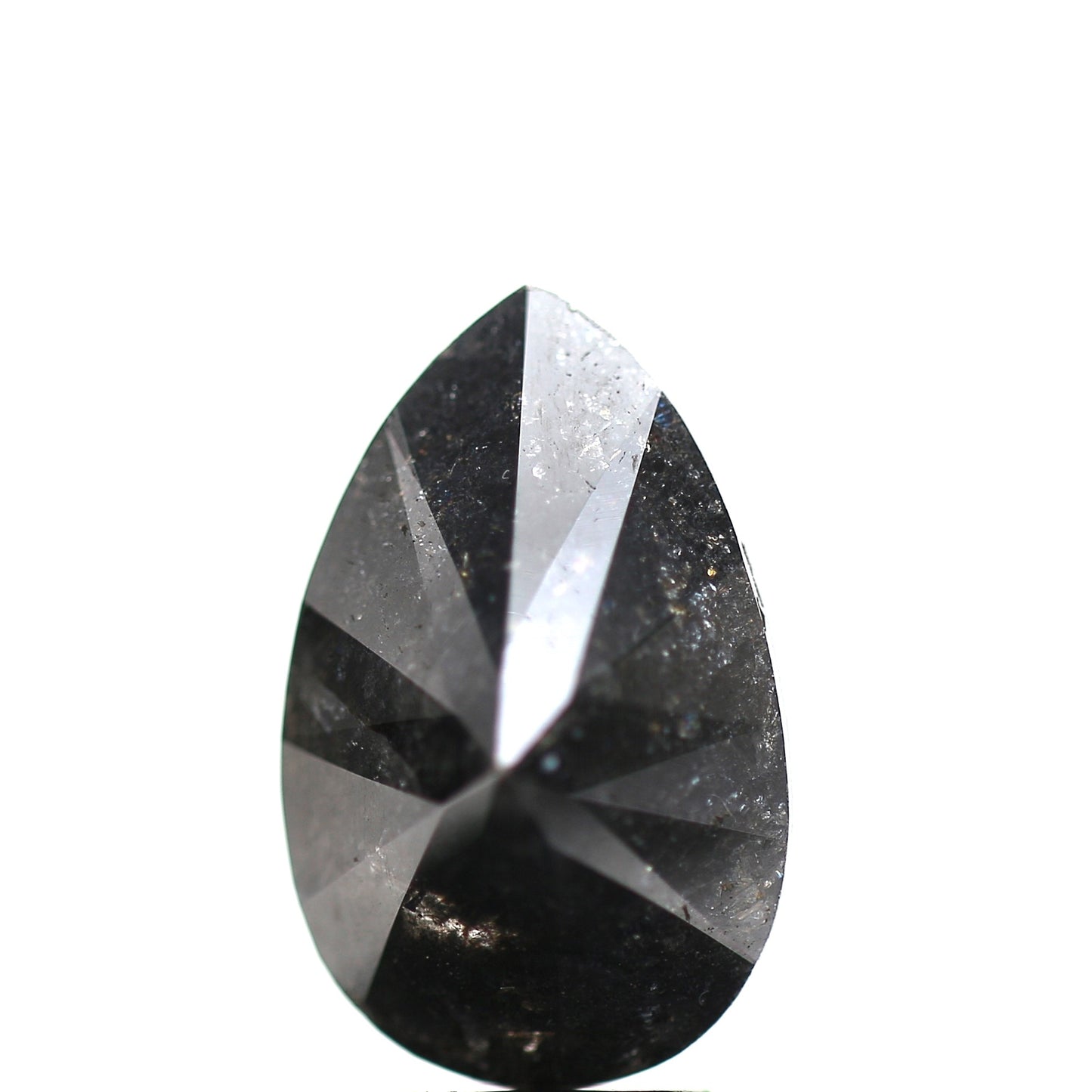 4.44 ct Salt And Pepper Pear Full Cut Diamond Black Color 13.40 mm