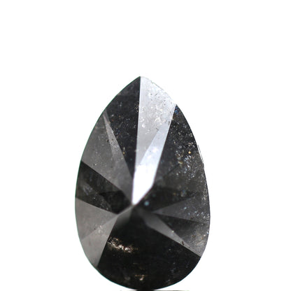 4.44 ct Salt And Pepper Pear Full Cut Diamond Black Color 13.40 mm