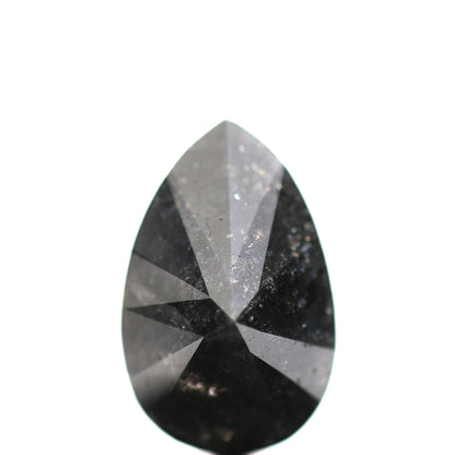 4.44 ct Salt And Pepper Pear Full Cut Diamond Black Color 13.40 mm