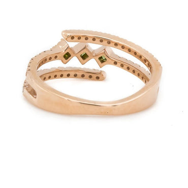 Vintage Diamond engagement ring 14k rose gold diamond band green princess rings art deco ring wedding anniversary promise ring, Gift for Her