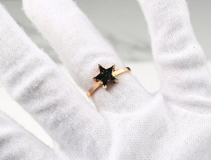 Salt and Pepper Diamond Ring ! Natural Star Cut Diamond Ring ! Natural Diamond For Engagement Ring ! Gift For Her ! Anniversary Ring