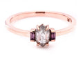 Salt and Pepper Diamond Ring, Shield Diamond Ring, Engagement Ring, 14K Rose Gold Ring, Wedding Ring, Gift For Her
