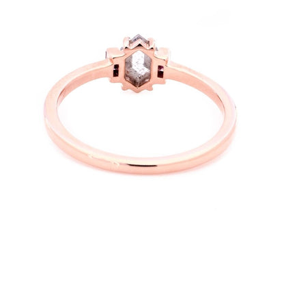 Salt and Pepper Diamond Ring, Shield Diamond Ring, Engagement Ring, 14K Rose Gold Ring, Wedding Ring, Gift For Her