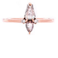 Salt And Pepper Diamond Ring, Coffin Diamond Ring, Engagement Ring, 14K Rose Gold Ring, Wedding Ring, Ring For Women, Art Deco Ring
