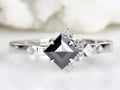 1.09 Cts Natural Square Shape Black Rose Cut Diamond Ring ! Half Halo Ring 14K Gold Engagement Ring ! Anniversary Gift for Her ! Iconic Ring