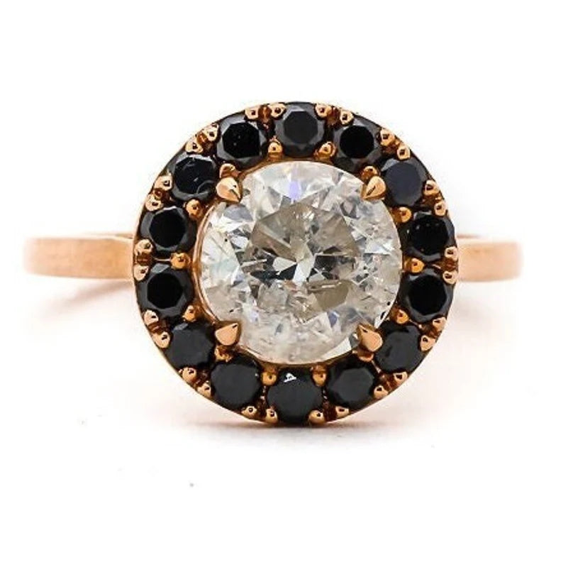 3.31 Ct White Round Engagement Diamond Ring, 14K Gold Ring, White Round Diamond Wedding Ring, Gift For Her