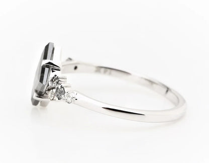 Salt and Pepper Diamond Ring ! Natural Square Cut Diamond Engagement Ring ! Natural Gray Diamond Anniversary Ring ! Gift For Her