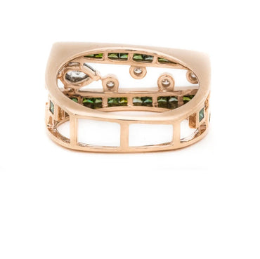 Art Deco Diamond Engagement Ring, 14K Gold Princess Diamond Ring, Green Diamond Ring, Princess Cut Diamonds, Men Gift Ring