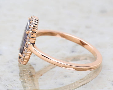 Salt and Pepper Diamond Ring ! Natural Diamond Slice Ring ! Engagement Ring ! 14K Gold Ring For Wedding Gift ! Anniversary Gift