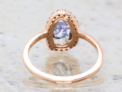 Salt and Pepper Diamond Ring ! Natural Diamond Slice Ring ! Engagement Ring ! 14K Gold Ring For Wedding Gift ! Anniversary Gift