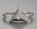 Salt and Pepper Triangle Diamond Engagement Ring, Jules Setting, 14K White Gold, Anniversary Gift for Her, Gorgeous Ring for Her