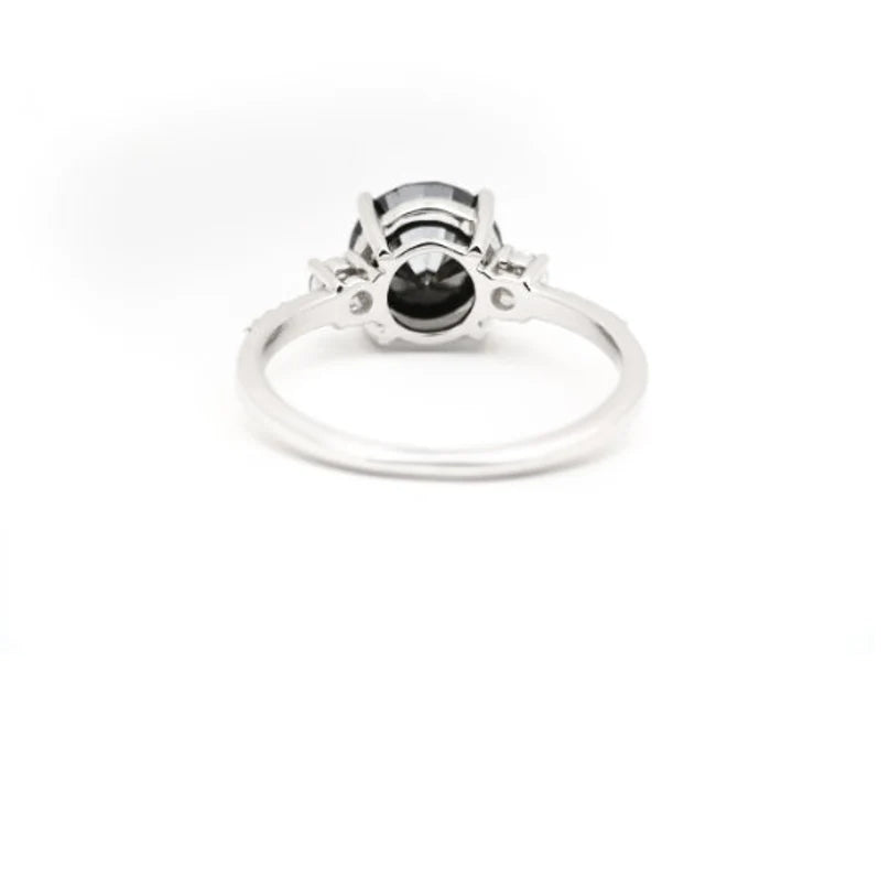 Black Color Round Diamond Ring Engagement Wedding Gift Ring 2.55 CT Anniversary Ring for Her