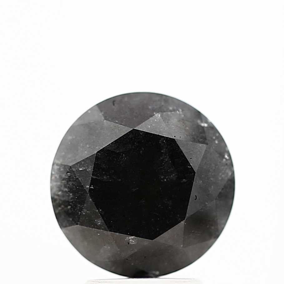 3.50 Carat Fancy Black Round Brilliant Cut Natural Loose Diamond