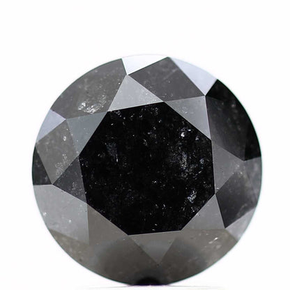 2.60 Carat Fancy Black Round Shape Brilliant Cut Natural Loose Diamond