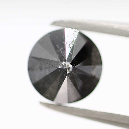 0.96 Carat Fancy Black Round Shape Brilliant Cut Natural Loose Diamond
