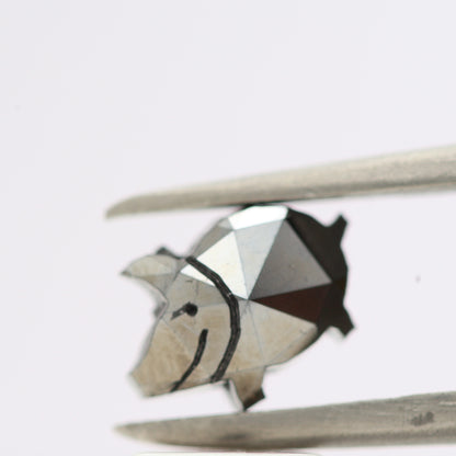 1.07 Ct Natural Black Pig Loose Diamond for Jewelery