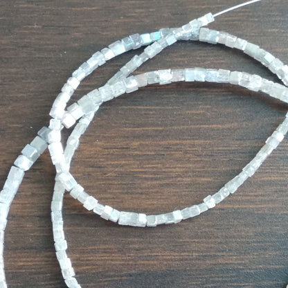 Natural Gray Color Polished Cube Loose Diamond Beads 16" Strand Necklace
