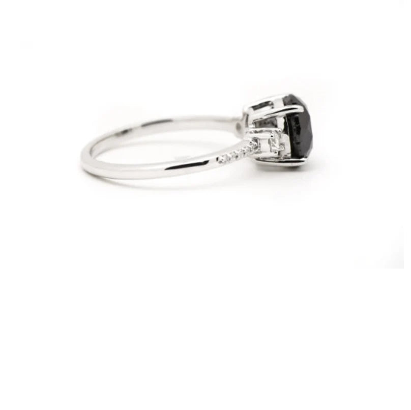 Black Color Round Diamond Ring Engagement Wedding Gift Ring 2.55 CT Anniversary Ring for Her