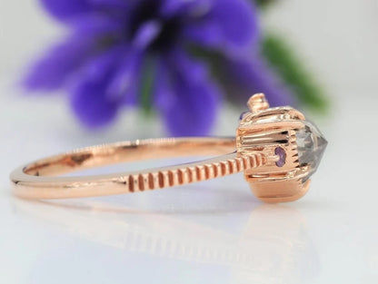 Salt and Pepper Diamond Ring ! Natural Heart Shape Engagement Ring ! Natural Brown Diamond Anniversary Ring ! Gift For Her