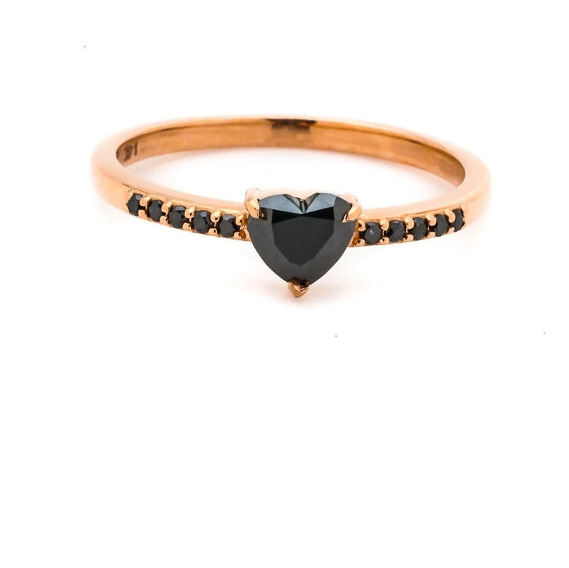 Heart Diamond Engagement Ring Natural Black Color Diamond For Anniversary Ring Gift For Her
