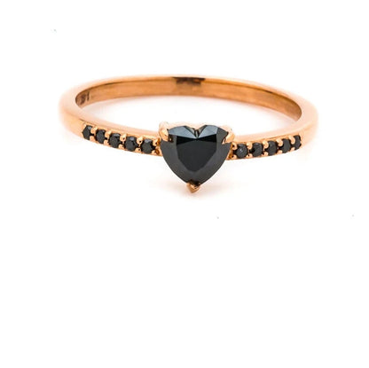 Heart Diamond Engagement Ring Natural Black Color Diamond For Anniversary Ring Gift For Her