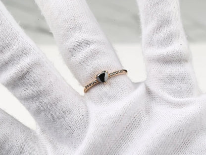 Heart Diamond Engagement Ring Natural Black Color Diamond For Anniversary Ring Gift For Her