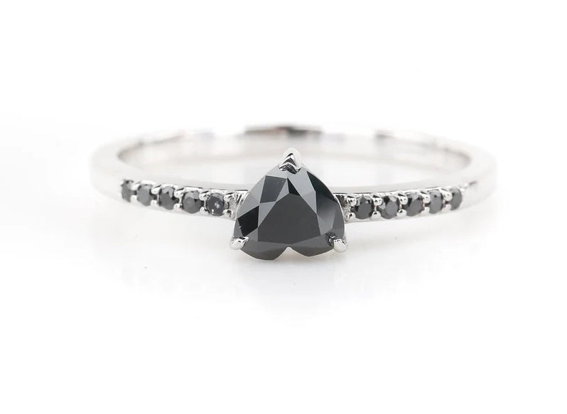 Black Heart Diamond Engagement Ring ! Natural Black Color Diamond For Wedding Anniversary Ring ! Diamond Ring ! Gift For Her