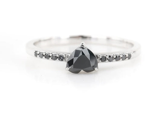 Black Heart Diamond Engagement Ring ! Natural Black Color Diamond For Wedding Anniversary Ring ! Diamond Ring ! Gift For Her