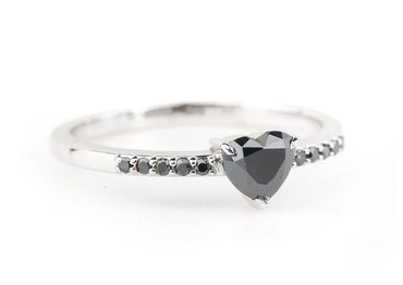 Black Heart Diamond Engagement Ring ! Natural Black Color Diamond For Wedding Anniversary Ring ! Diamond Ring ! Gift For Her