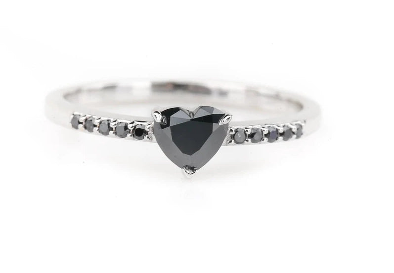 Black Heart Diamond Engagement Ring ! Natural Black Color Diamond For Wedding Anniversary Ring ! Diamond Ring ! Gift For Her