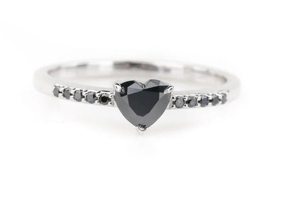Black Heart Diamond Engagement Ring ! Natural Black Color Diamond For Wedding Anniversary Ring ! Diamond Ring ! Gift For Her