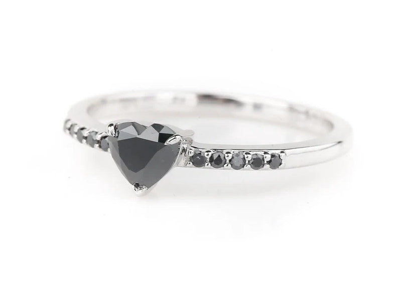 Black Heart Diamond Engagement Ring ! Natural Black Color Diamond For Wedding Anniversary Ring ! Diamond Ring ! Gift For Her