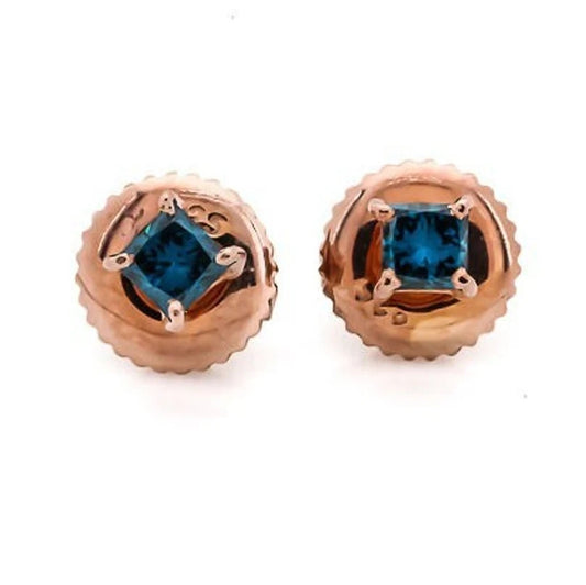 Princess Diamond Stud Earring ! Fancy Blue Color Princess Cut Diamond Earring Set ! Wholesale Diamond Earring ! Gift to Her ! Valentin Day