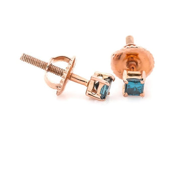 Princess Diamond Stud Earring ! Fancy Blue Color Princess Cut Diamond Earring Set ! Wholesale Diamond Earring ! Gift to Her ! Valentin Day