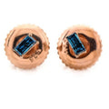 Blue Diamond Stud Earrings, Baguette Diamond Earring in 14k Rose Gold, Earring, Woman Classic Diamond Earring, Gift for Her