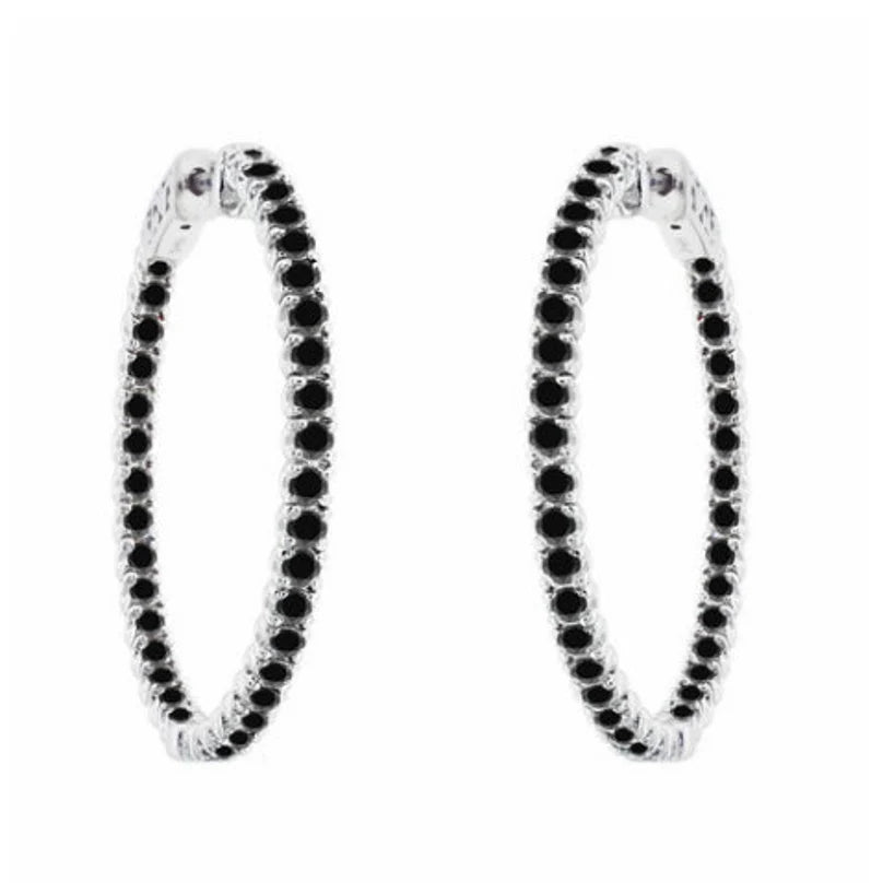 3.00 Ct Black Diamond Earrings, Brilliant Round Diamond Earring in 14k White Gold Over Earring, Woman Classic Diamond Earring, Gift For Her