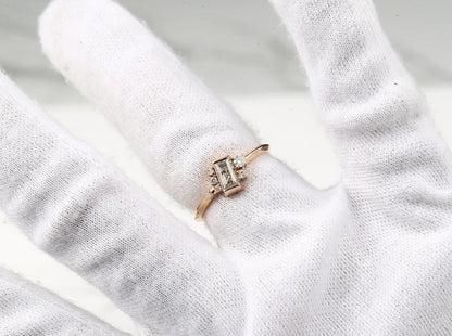 Salt and Pepper Diamond Engagement Ring ! Natural Emerald Cut Diamond ! Natural Diamond For Anniversary Ring ! Gift For Her