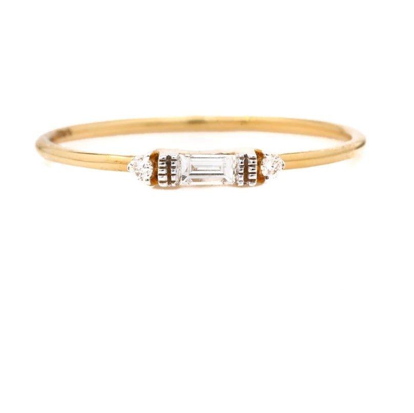 Diamond Ring ! Baguette Ring ! 14k Solid Gold Baguette Diamond Engagement Ring ! Stacking Ring ! Anniversary Ring ! Gift For Her